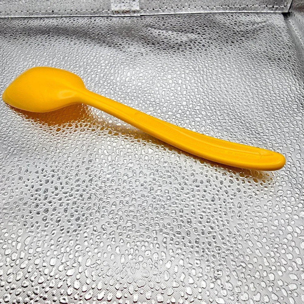 Hutzler 7.5 Inch Melamine Small Solid And Slotted Spoons White Yellow Set Of 2